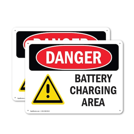 Signmission Battery Charging Area, 10 in W x Rectangle, Plastic OS-2PACK-DS-P-710-L-1039